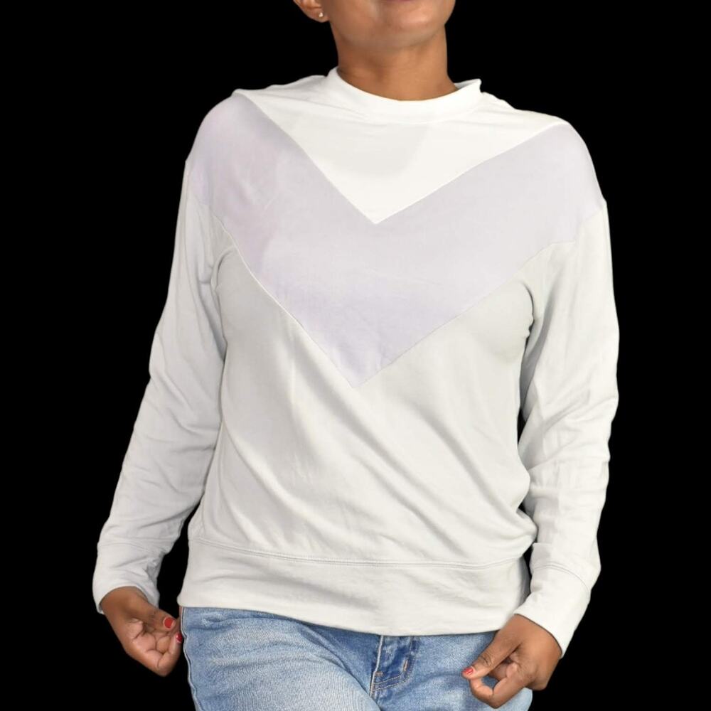 Rachel Zoe Sweatshirt Purple Pastel Chevron Lightweight Colorblock Size Small